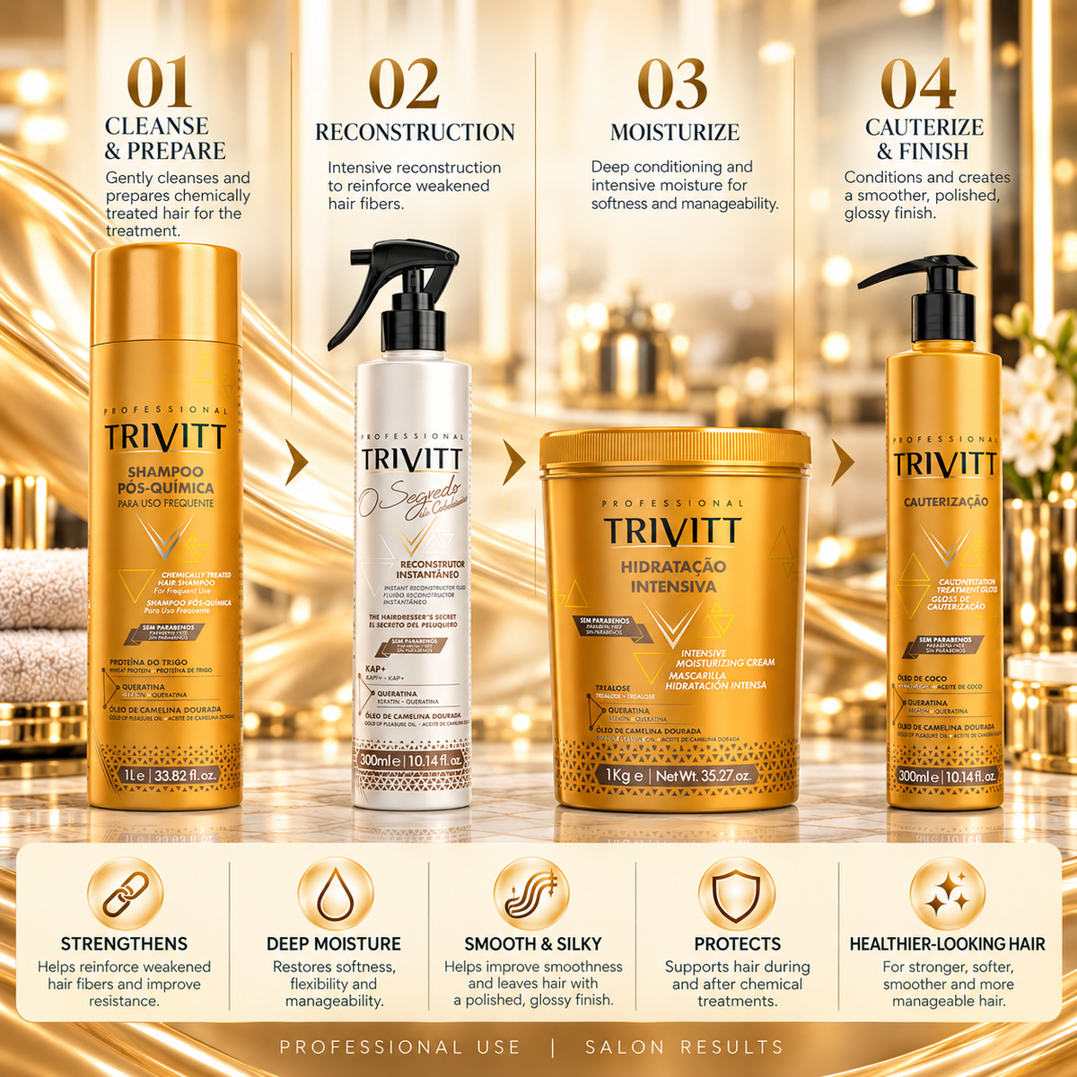 Trivitt Professional Hair Reconstruction & Cauterization Kit — 4-Piece Set