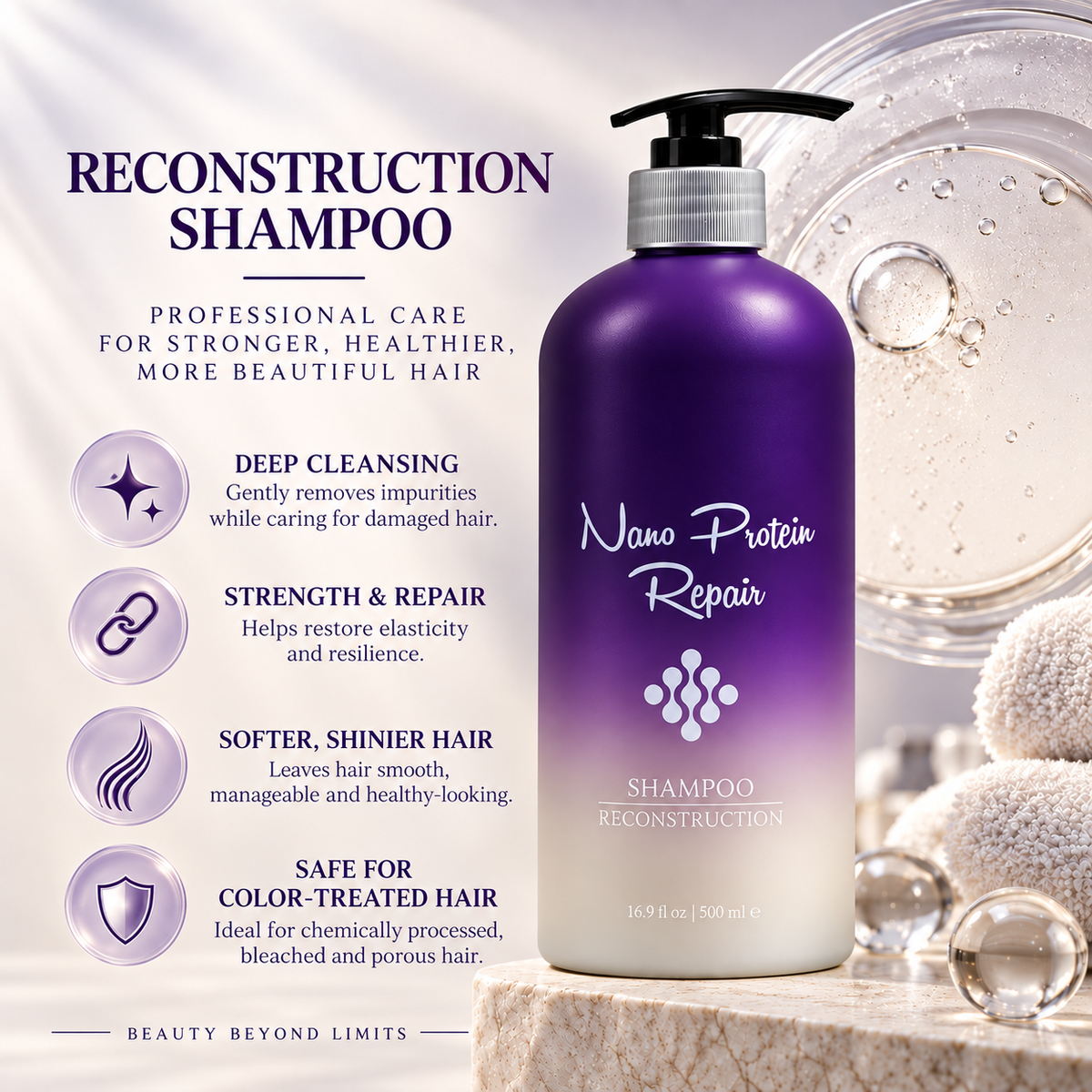 Nano Protein Repair Reconstruction Shampoo — 16.9 fl oz / 500 mL